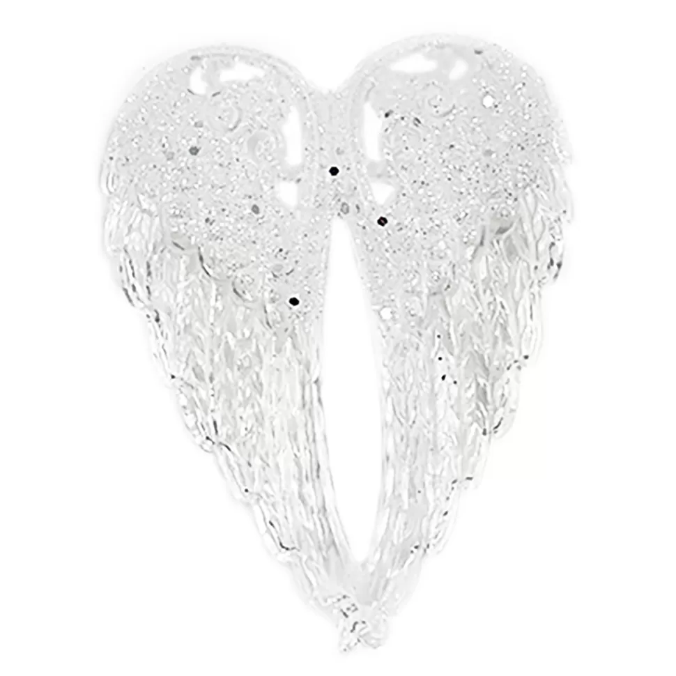 Christmas Forever ORN CLEAR FROST ANGEL WINGS 6.5″ W/ GLTR.