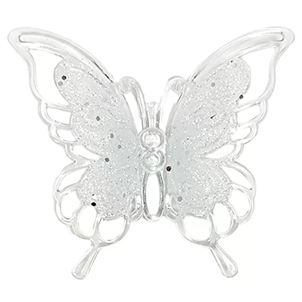Christmas Forever ORN CLEAR FROST BUTTERFLY 5.5″ W/ GLTR.
