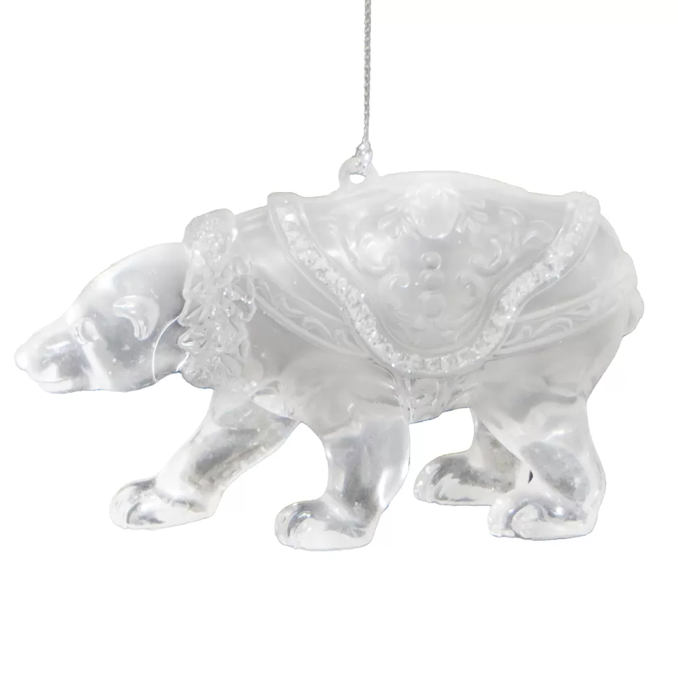 Christmas Forever ORN CLEAR FROST POLAR BEAR 2.5″ H W/ ICE WHITE GLITTER