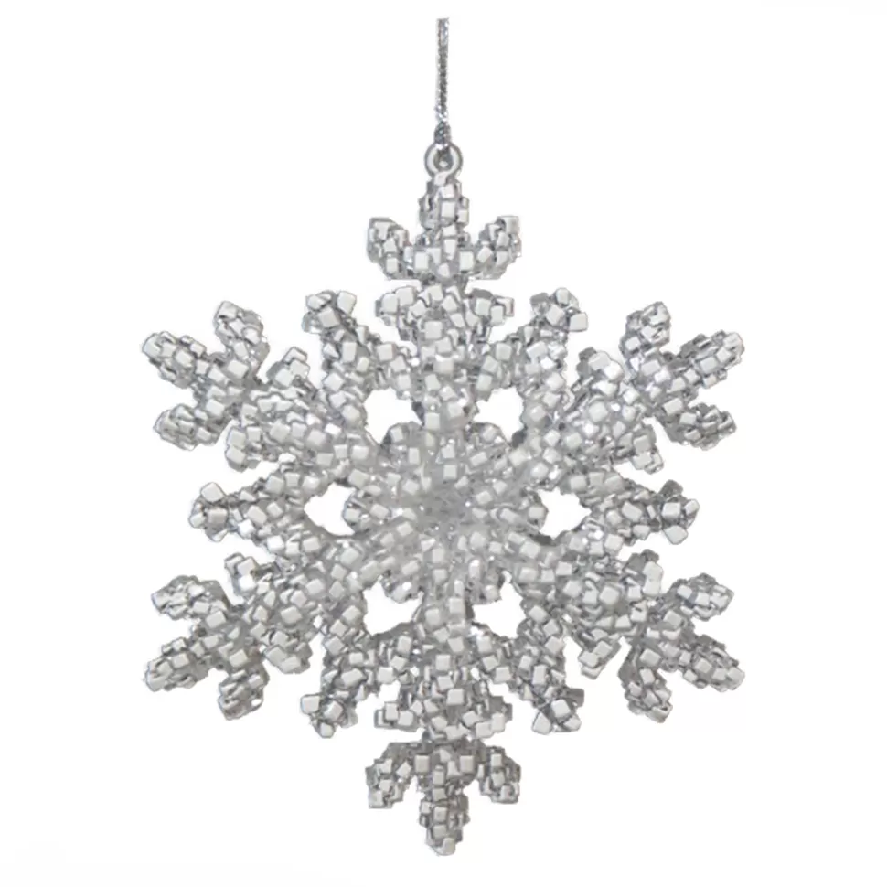 Christmas Forever ORN CLEAR FROST SNOWFLAKE 5″ W/ FROST GLITTER