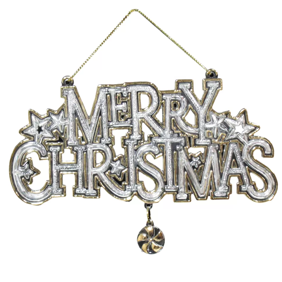 Christmas Forever ORN CLEAR GOLD GILT “MERRY CHRISTMAS” 6″x4″ W/ GLTR