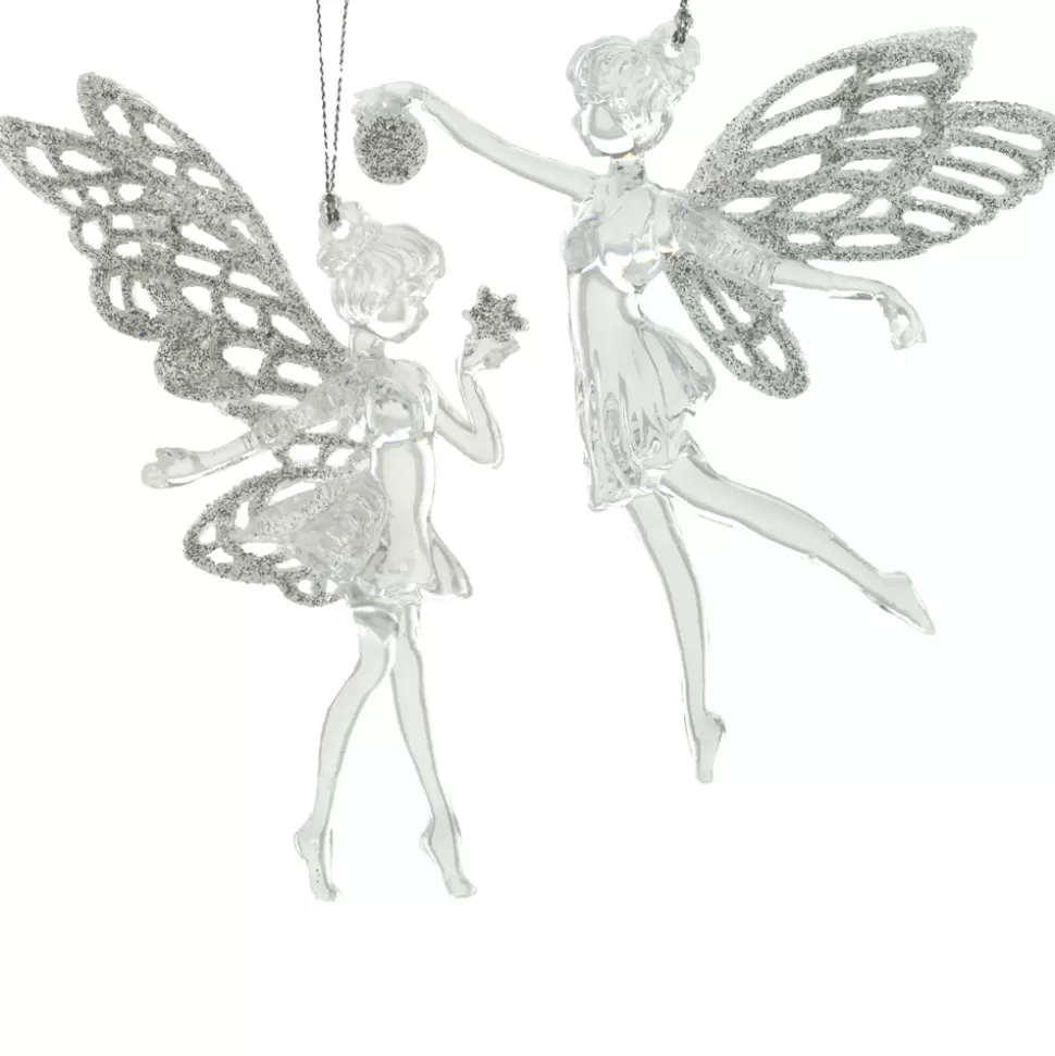 Christmas Forever ORN CLEAR/SILVER FAIRY 6″ W/ BRIGHT SLVR GLTR 2/S