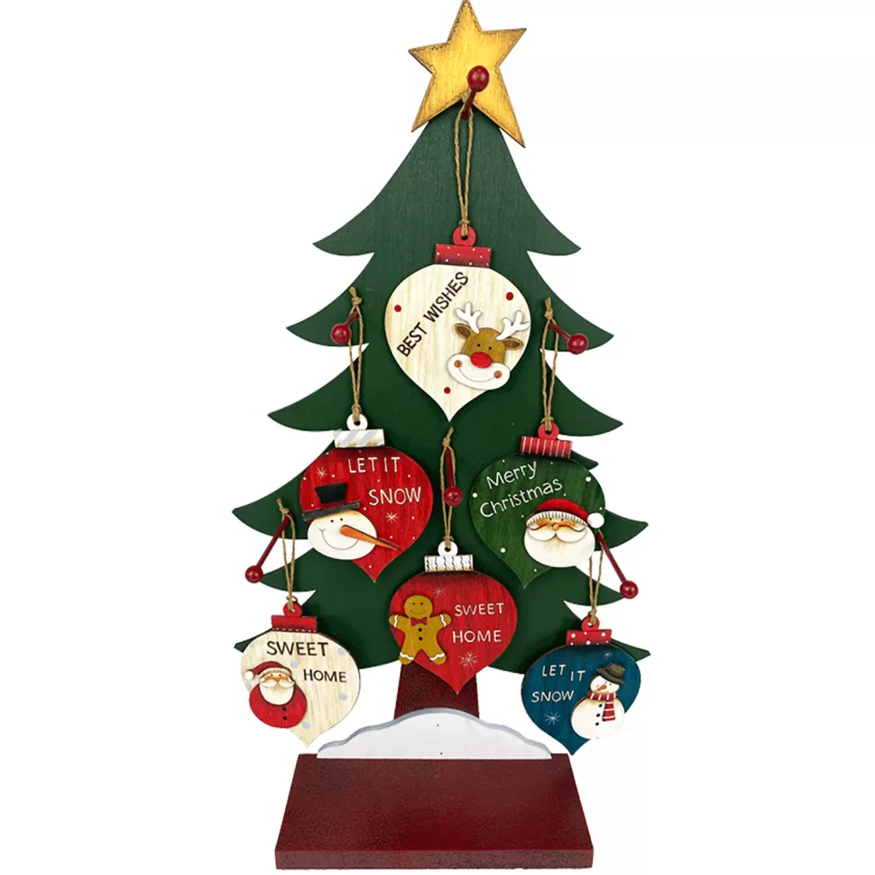 Christmas Forever ORN DSP WOODEN FINIAL 4.7″ MULTI W/ DISPLAY 6/S