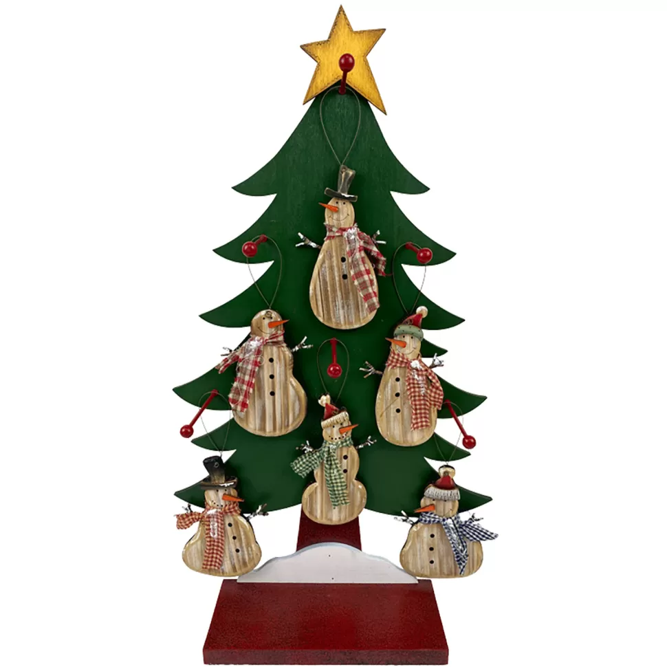 Christmas Forever ORN DSP WOODEN SNOWMAN NATURAL 5.3″ W/ DISPLAY 6/S