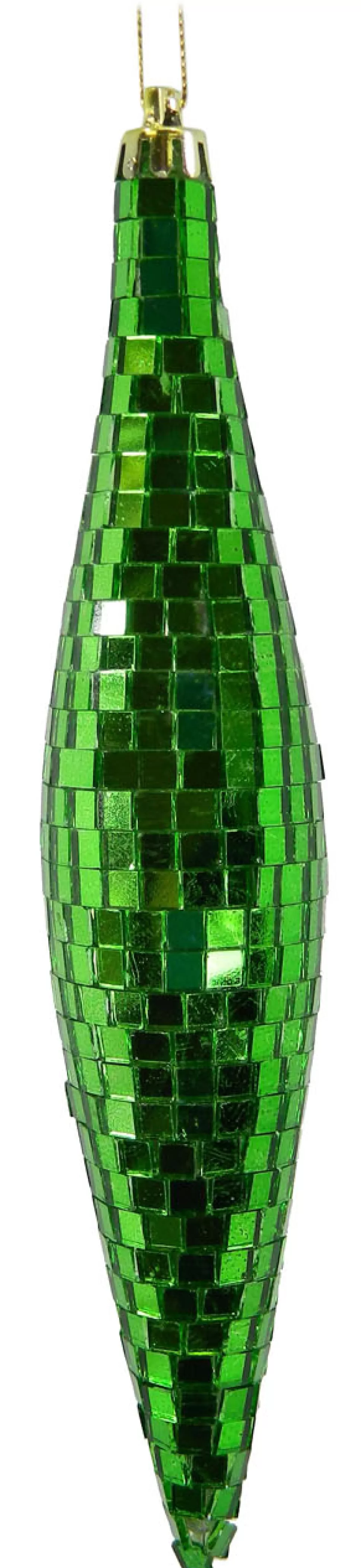 Christmas Forever ORN FINIAL 200MM GREEN COVERED W/ MIRROR FACETS