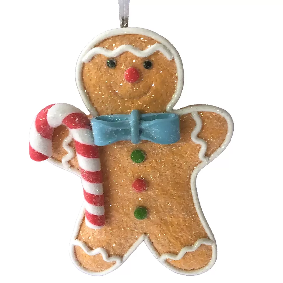 Christmas Forever ORN GINGERBREAD BOY HOLDING A CANDY CANE 4″ CLAY DOUGH