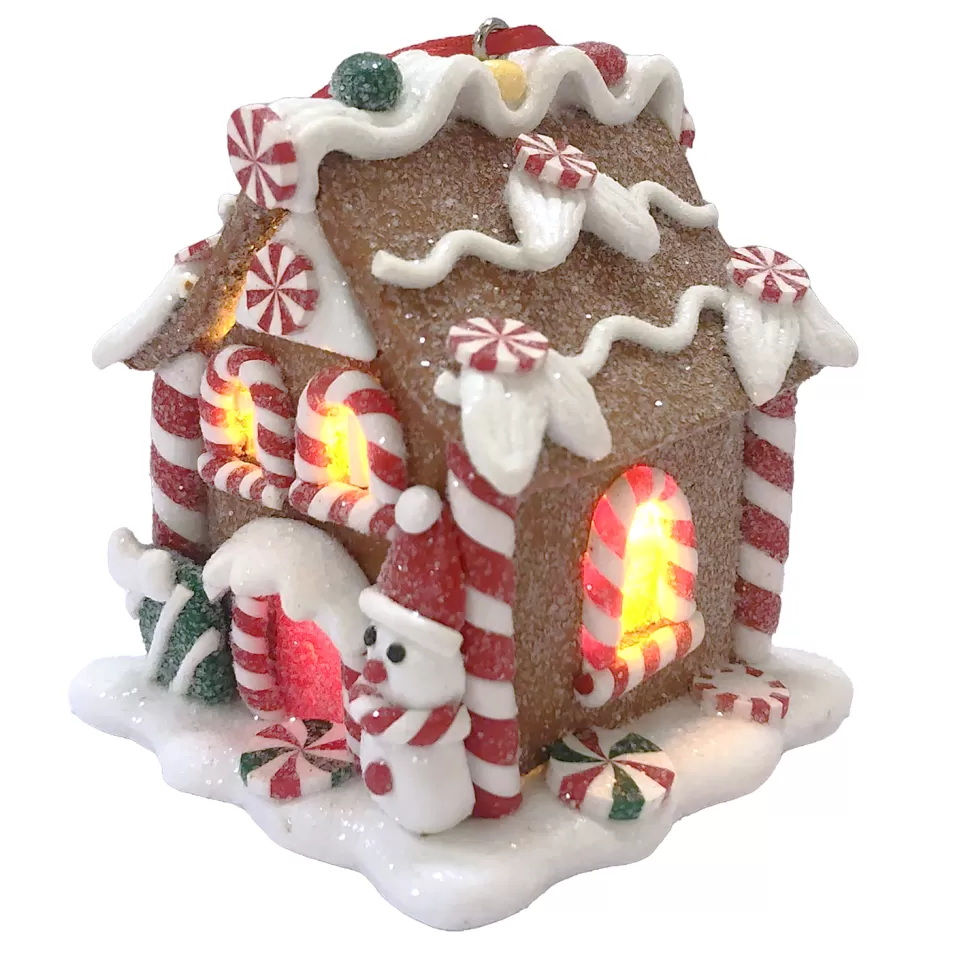 Christmas Forever ORN GINGERBREAD MINI HOUSE 3.3″ W/ LED (YELLOW) CLAY DOUGH
