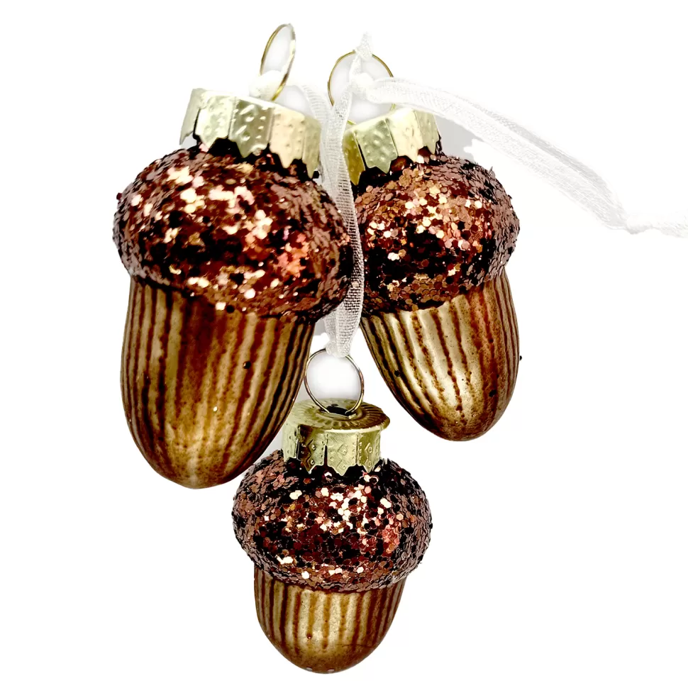 Christmas Forever ORN GLASS ACORN 1″x2″ BROWN