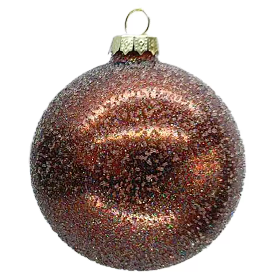 Christmas Forever ORN GLASS BALL 3″ CHOCOLATE W/ GLITTER