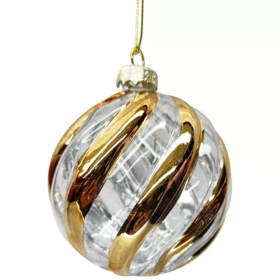 Christmas Forever ORN GLASS BALL 3″ CLEAR /COPPER SWIRL