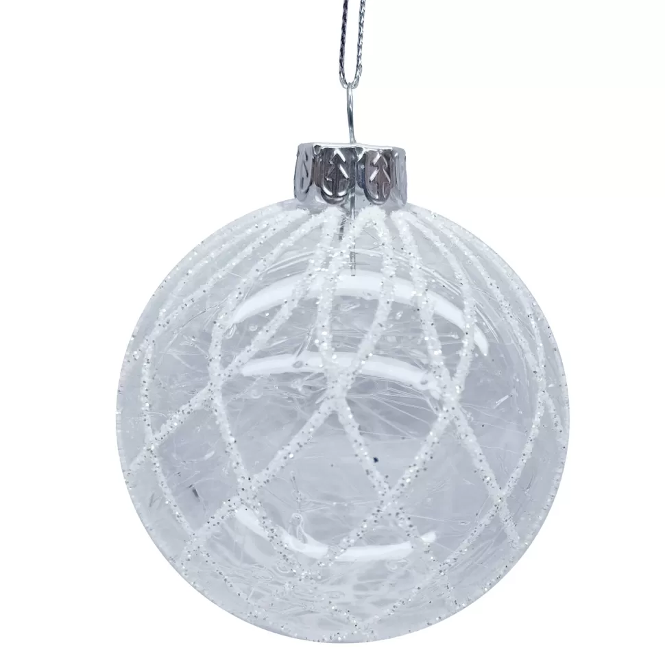 Christmas Forever ORN GLASS BALL 3″ CLEAR W/ICE DIAMONDS PATTERN