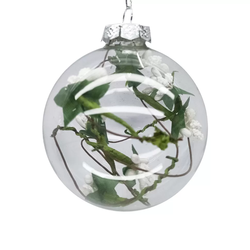 Christmas Forever ORN GLASS BALL 3″ CLEAR W/MISTLETOE INSDE