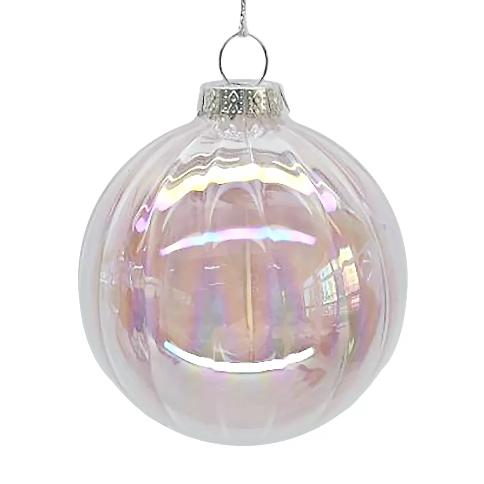 Christmas Forever ORN GLASS BALL 3″ CLEAR/PINK IRIDESCENT FINISH