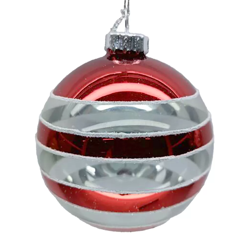 Christmas Forever ORN GLASS BALL 3″ CLEAR/RED CANDY CANE