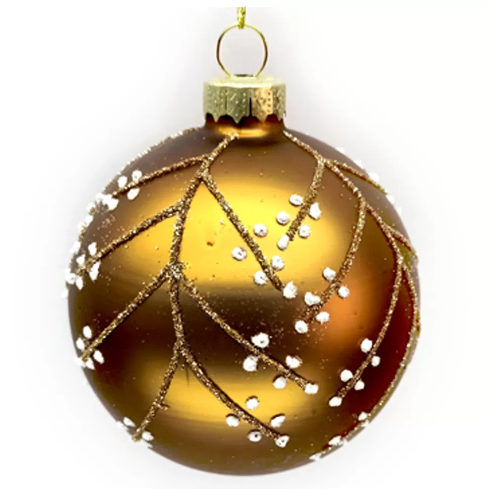 Christmas Forever ORN GLASS BALL 3″ COPPER MATTE W/ GLITTER BERRY