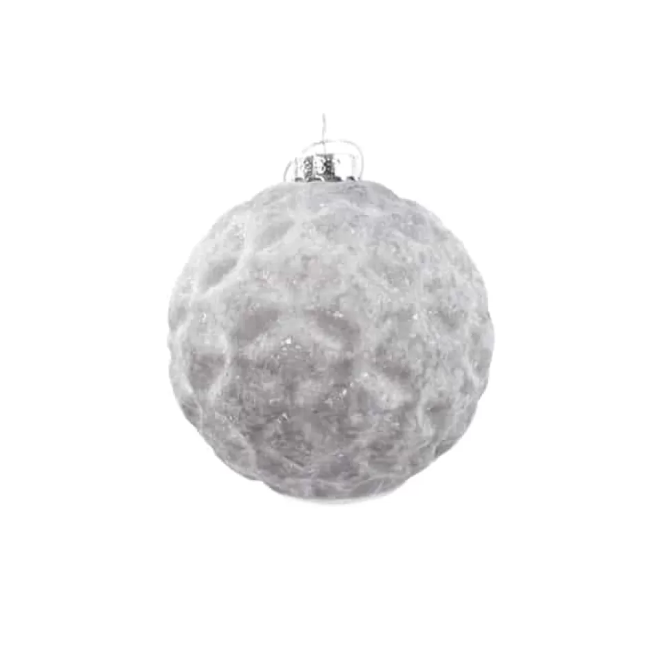 Christmas Forever ORN GLASS BALL 3″ GRAY STONE W/ BUBBLE FINISH