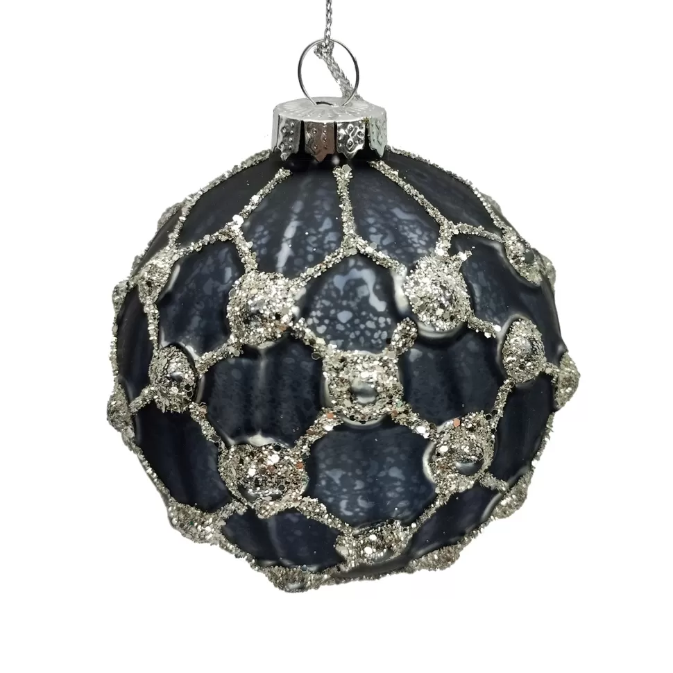 Christmas Forever ORN GLASS BALL 3″ GREEN EMERALD W/ CHAMP. GLITTER