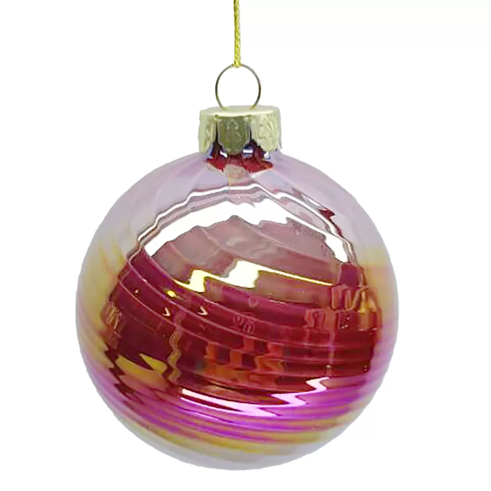 Christmas Forever ORN GLASS BALL 3″ PINK IRIDESCENT FINISH