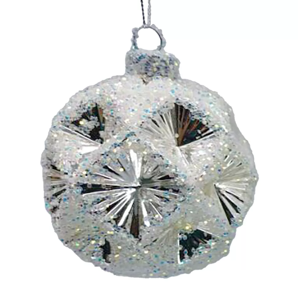 Christmas Forever ORN GLASS BALL 3″ SILVER FROST DIAMOND W/ ICE GLITTER