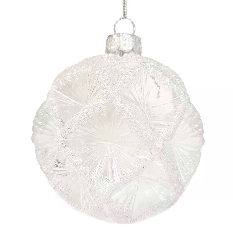 Christmas Forever ORN GLASS BALL 3″ WHITE FROST DIAMOND W/ ICE GLITTER