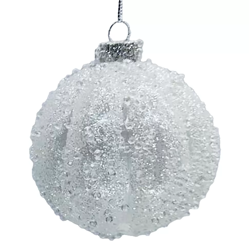 Christmas Forever ORN GLASS BALL 3″ WHITE FROST MELON W/ ICE GLITTER