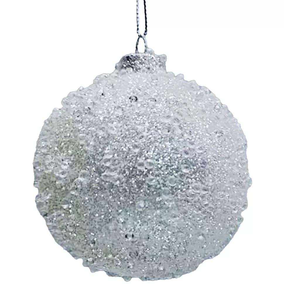 Christmas Forever ORN GLASS BALL 3″ WHITE FROST W/ ICE GLITTER