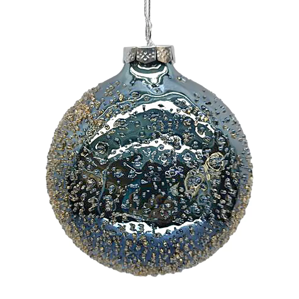 Christmas Forever ORN GLASS BALL 4″ GREEN EMERALD SHINY ICED