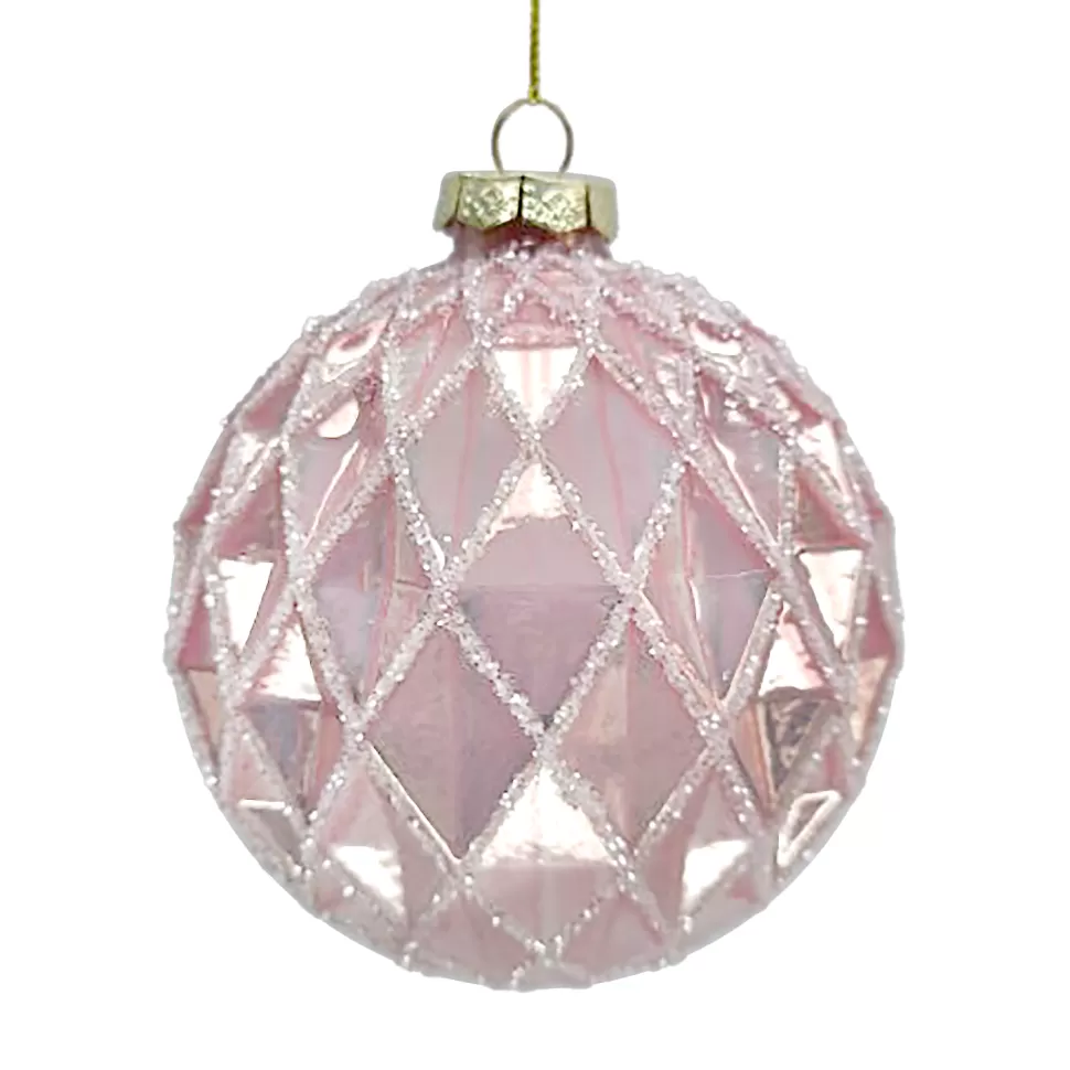 Christmas Forever ORN GLASS BALL 4″ PINK DIAMOND W/ ICE GLITTER