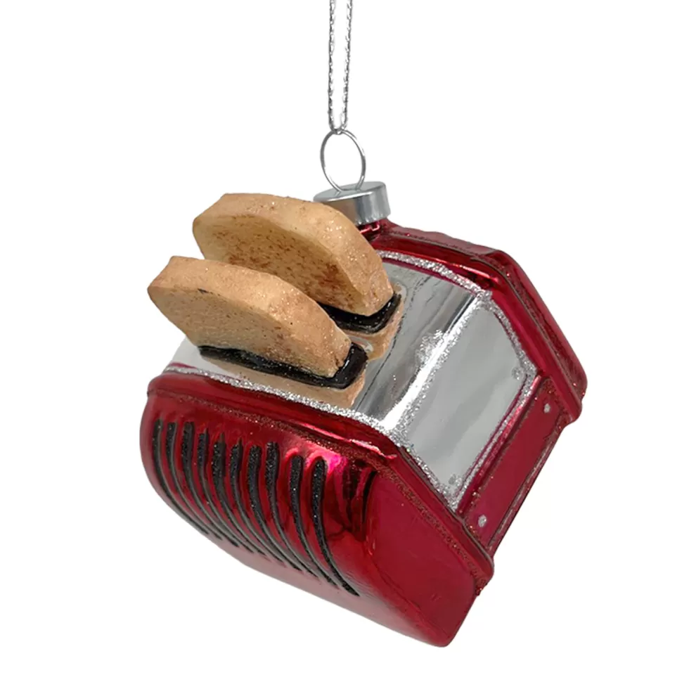 Christmas Forever ORN GLASS BREAD TOASTER 3″ RED/SILVER/BROWN