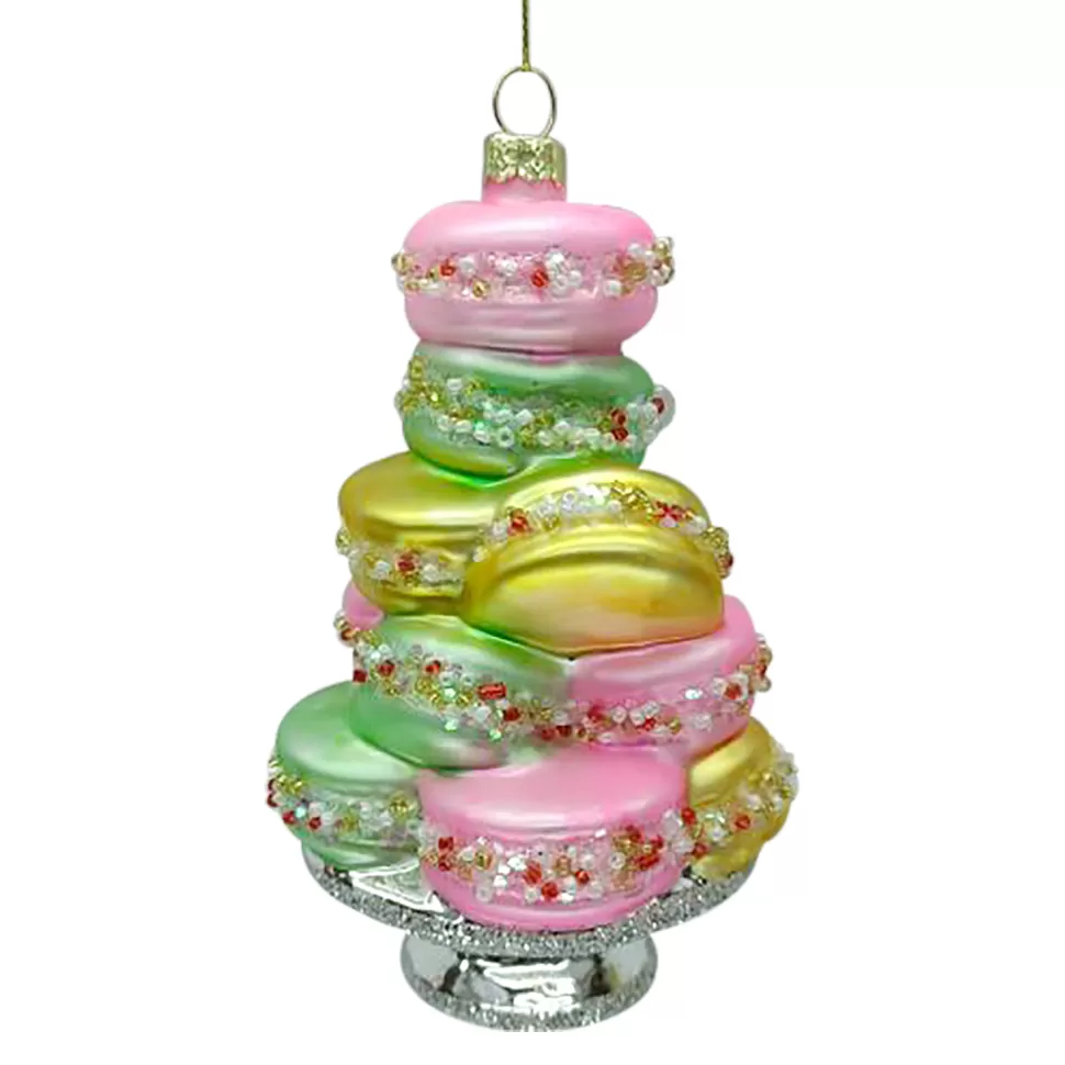 Christmas Forever ORN GLASS CAKE MACAROONS 5.5″ PINLK/WHITE/MINT