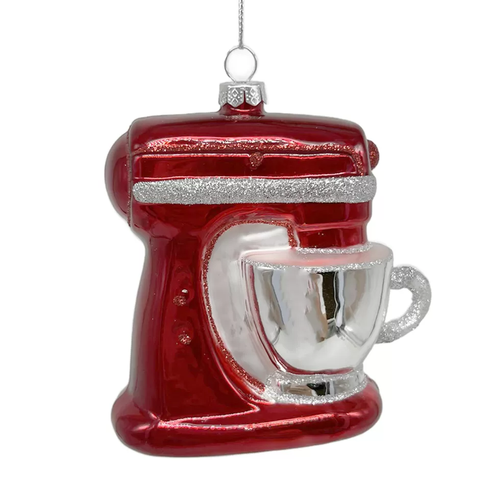 Christmas Forever ORN GLASS COFFEE MACHINE 4.5″ RED/SILVER