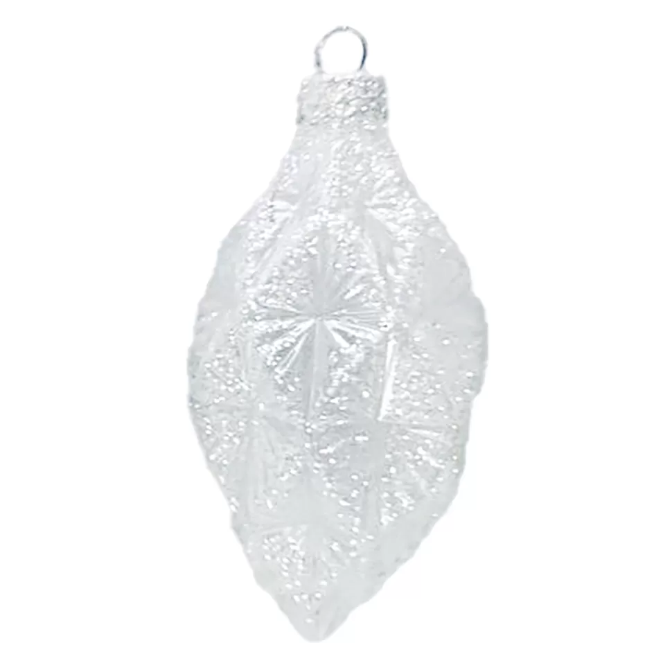 Christmas Forever ORN GLASS FINIAL 4.7″ WHITE FROST DIAMOND W/ ICE GLITTER