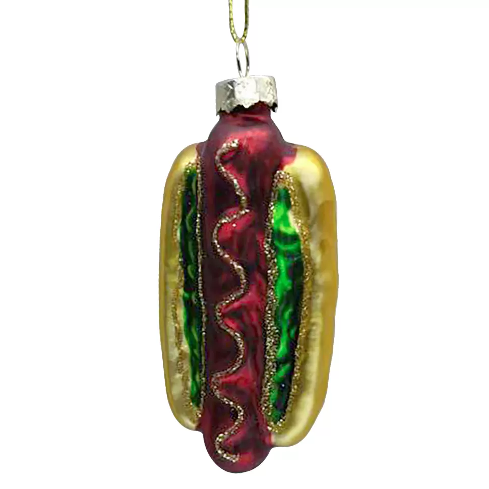 Christmas Forever ORN GLASS HOTDOG 4″ MULTI