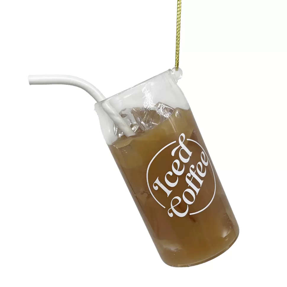 Christmas Forever ORN GLASS ICED COFFEE 4″ BROWN