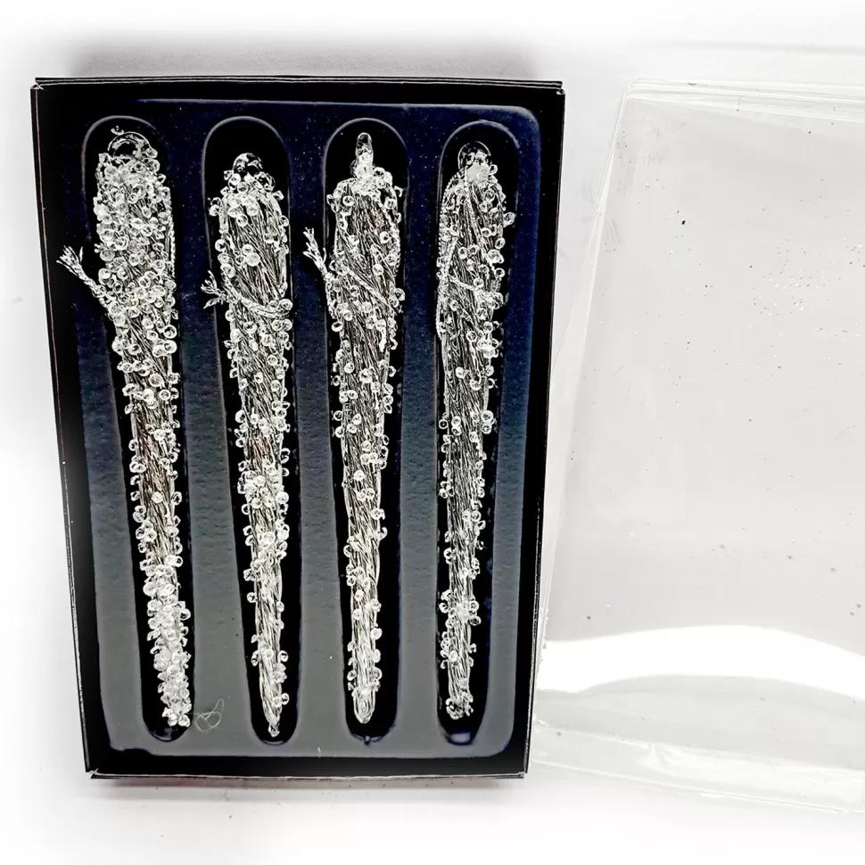 Christmas Forever ORN GLASS ICICLE 5.5″ CLEAR FROSTED