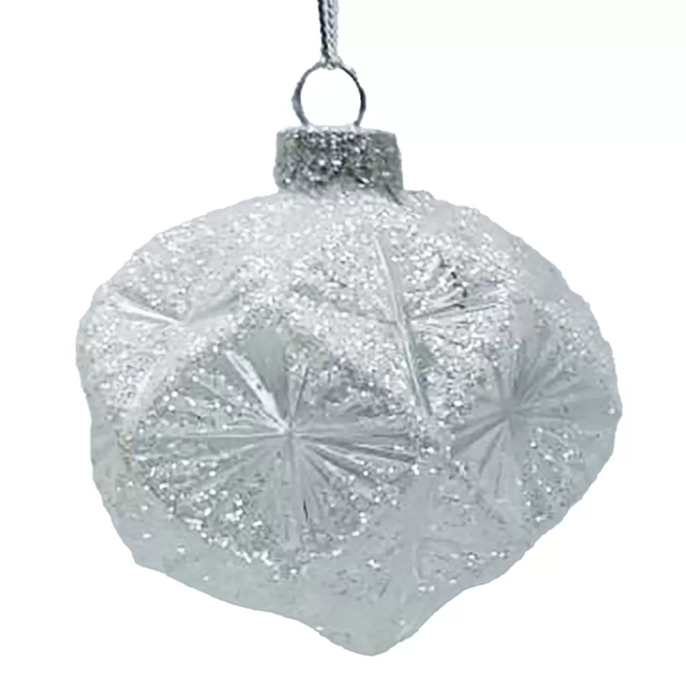 Christmas Forever ORN GLASS OLIVE 3″ WHITE FROST DIAMOND W/ ICE GLITTER