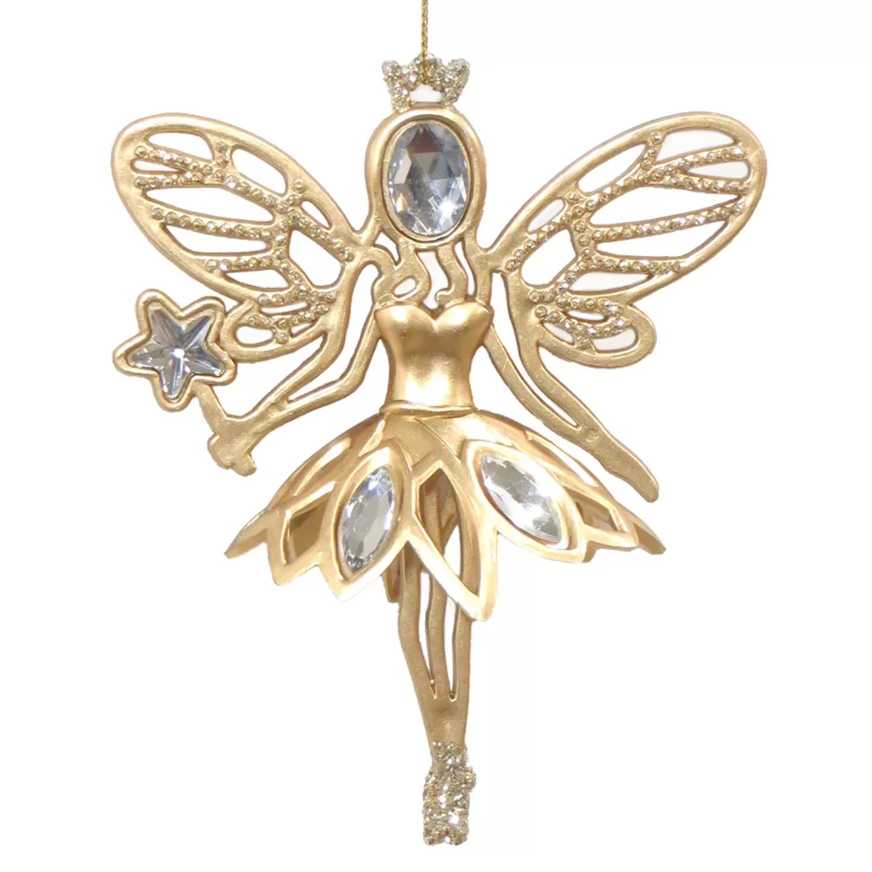 Christmas Forever ORN GOLD FAIRY 5″ MATT W/ JEWEL AND GLTR.