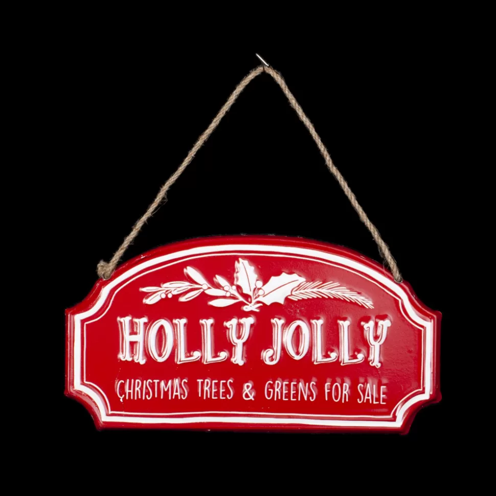 Christmas Forever ORN METAL SIGN 3.25″ RED “HOLLY JOLLY”