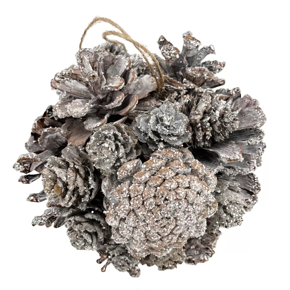 Christmas Forever ORN NAT. PINECONE BALL 4.5″ FROSTED