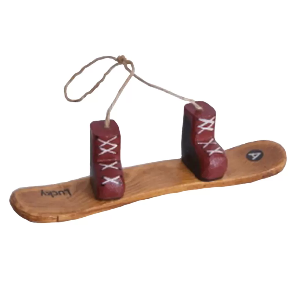 Christmas Forever ORN WINTER WOODEN SNOW BOARD 7″ NATURAL W/ RED BOOTS