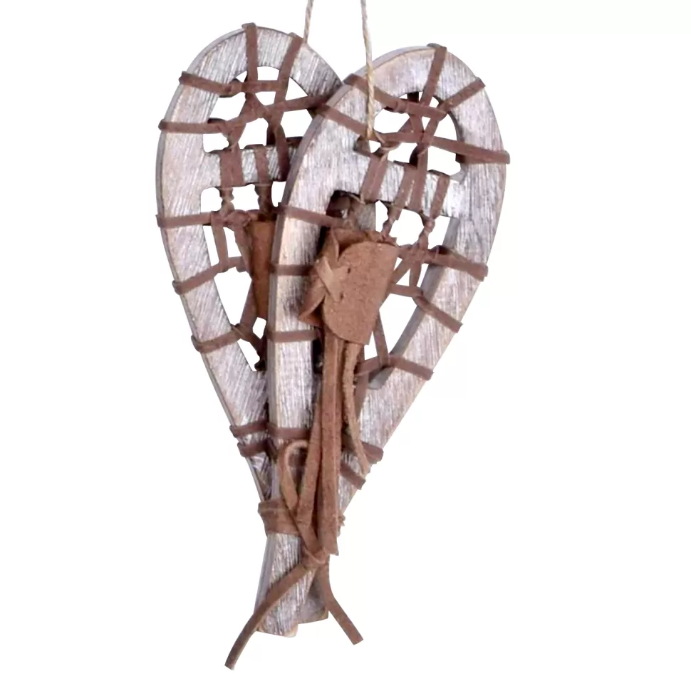 Christmas Forever ORN WINTER WOODEN SNOWSHOES 7.5″ WHITE WASHED