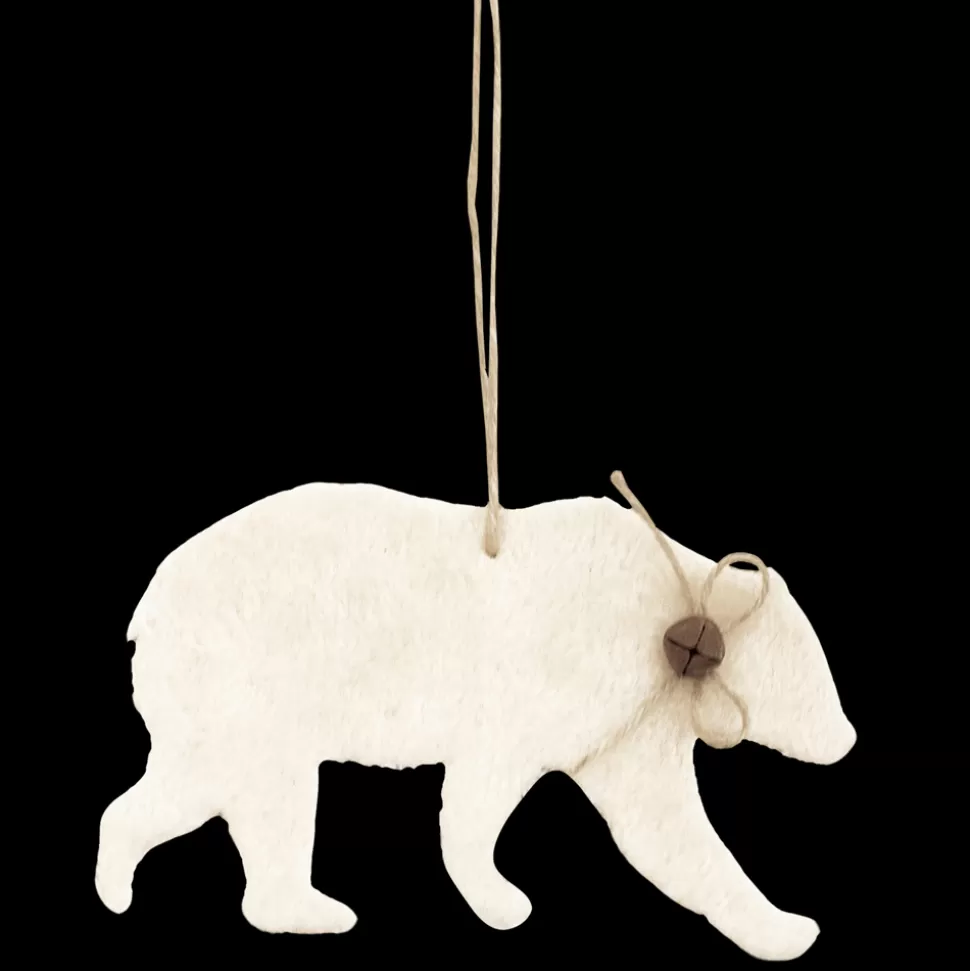 Christmas Forever ORN WOODEN BEAR 7″ BEIGE FUR W/BELL