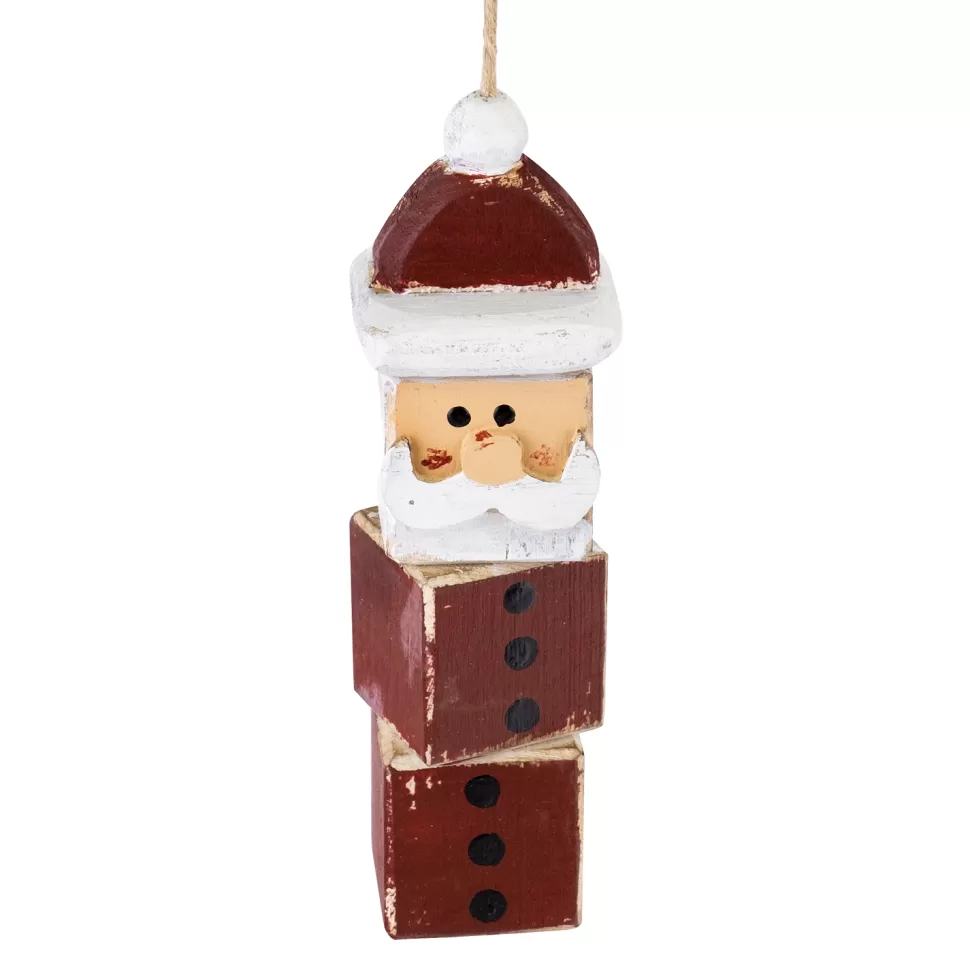 Christmas Forever ORN WOODEN BLOCKS 5.5″ RED SANTA