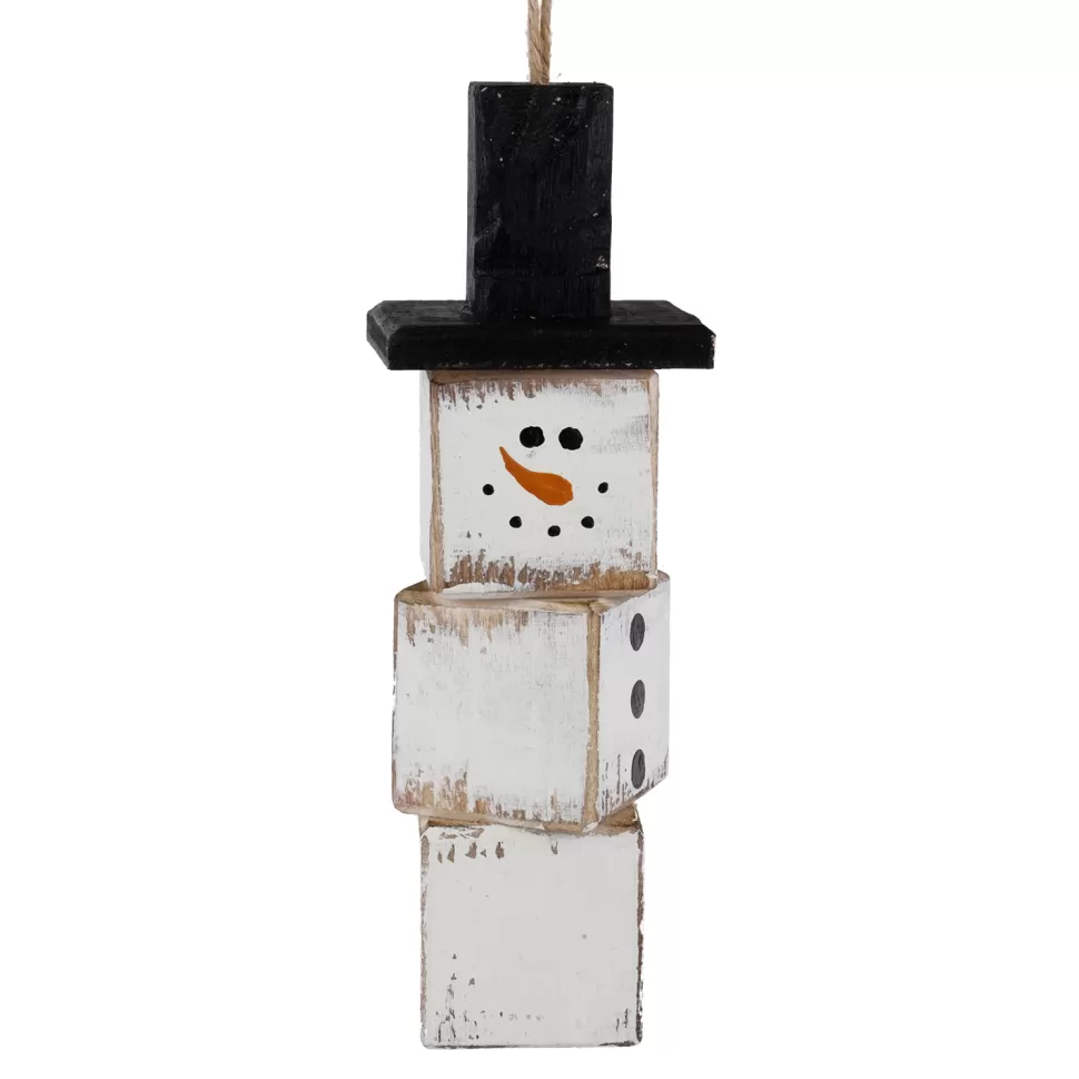 Christmas Forever ORN WOODEN BLOCKS 6″ WHITE SNOWMAN