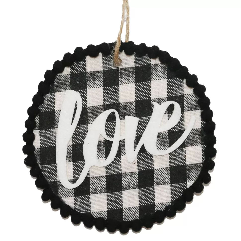 Christmas Forever ORN WOODEN DISC 4″ BLACK/WHITE W/LOVE