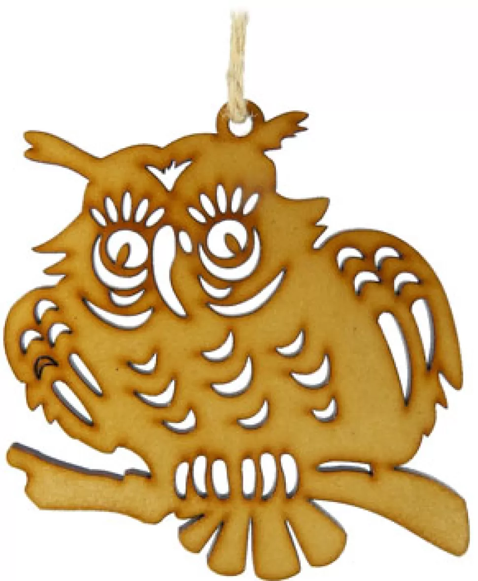 Christmas Forever ORN WOODEN OWL 4″ NATURAL W/ENGRAVED CENTRE