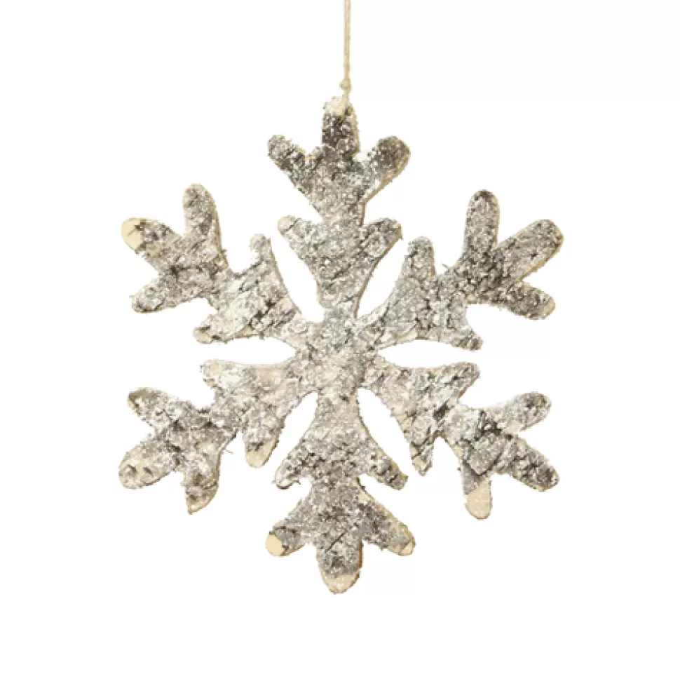 Christmas Forever ORN WOODEN SNOWFLAKE 10″ WOOD/BIRCH LOOK W/ GLTR