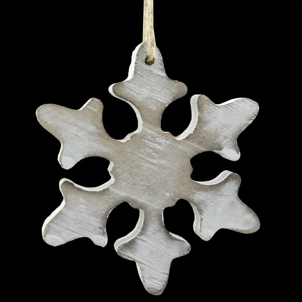 Christmas Forever ORN WOODEN SNOWFLAKE 4.25″ WHITE WASHED