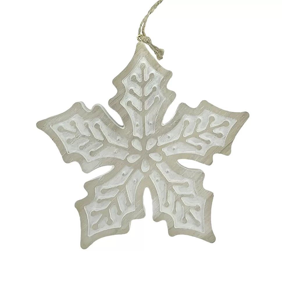 Christmas Forever ORN WOODEN SNOWFLAKE 5.5″ NATURAL/WHITEWASHED
