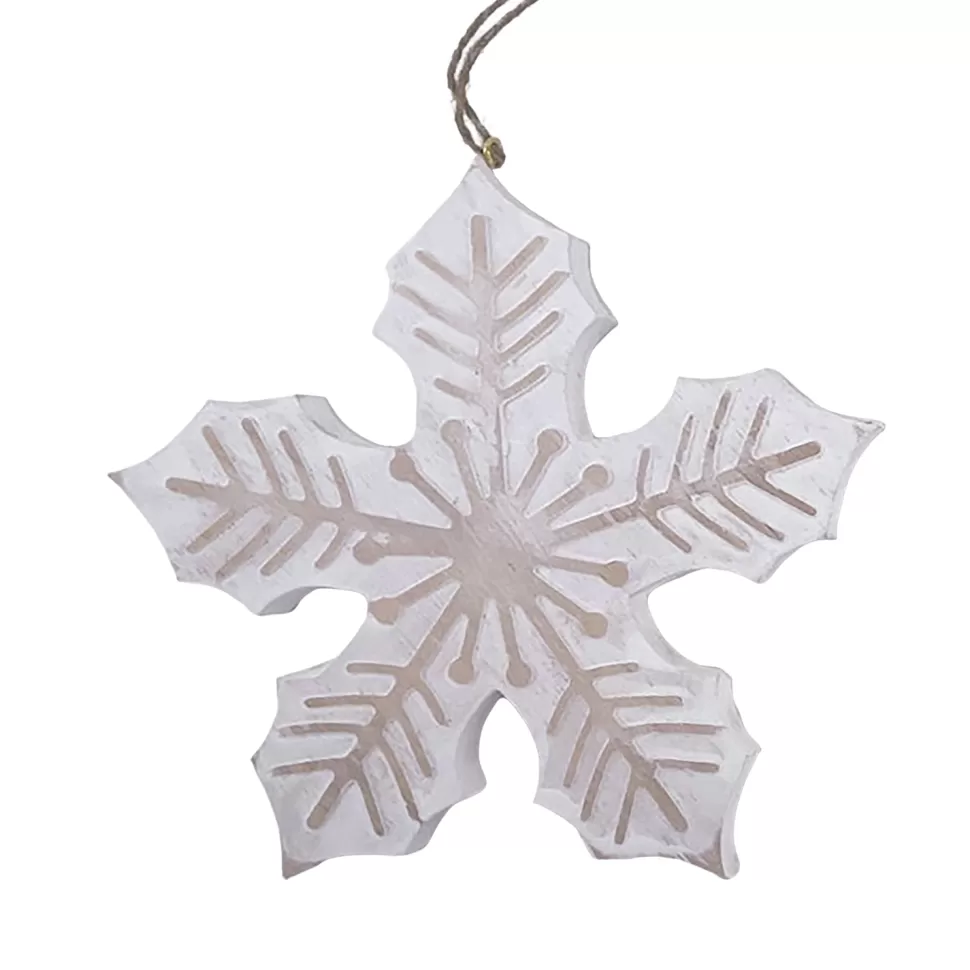 Christmas Forever ORN WOODEN SNOWFLAKE 5.5″ WHITEWASHED/NATURAL